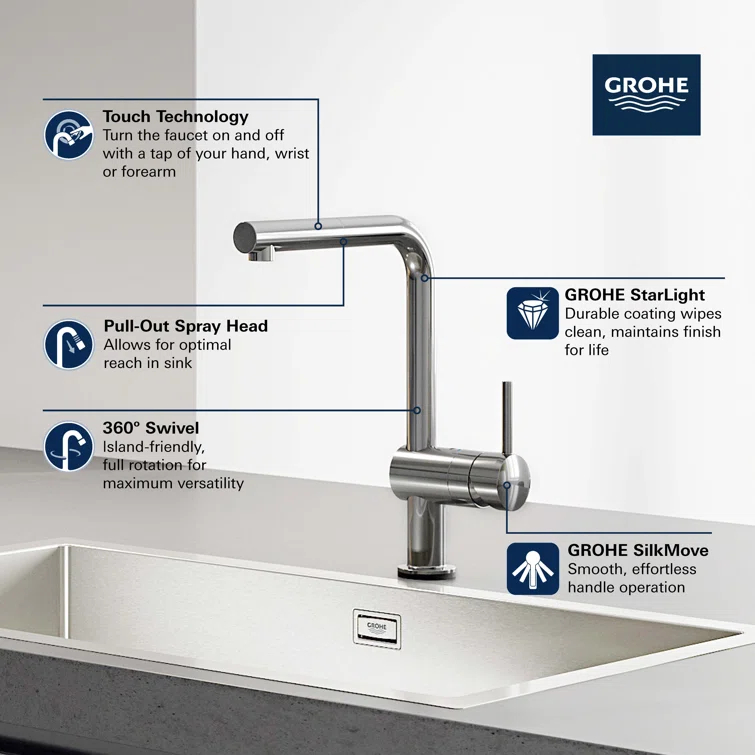 Minta® Pull Out Touch Single Handle Kitchen Faucet