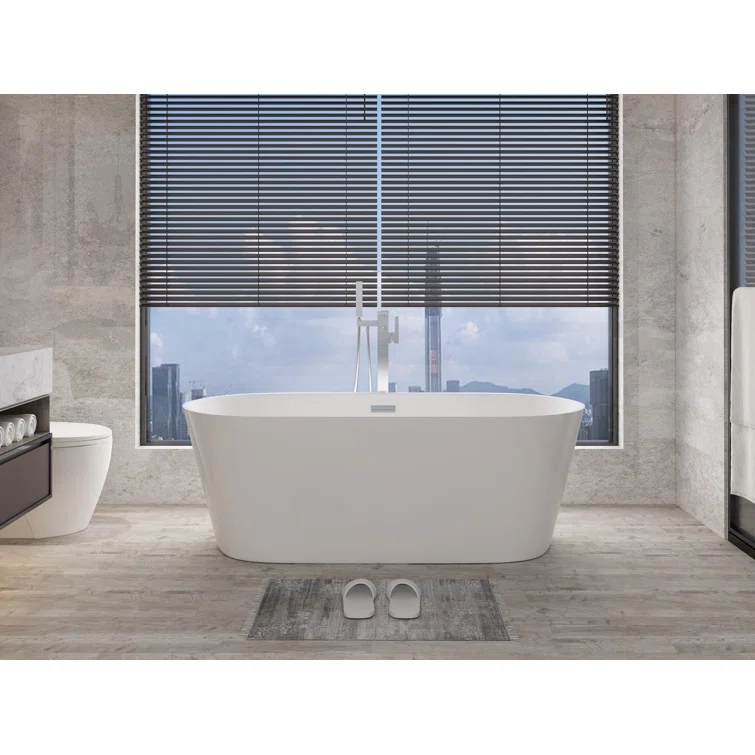 Contemporary-Modern 67'' x 32'' Freestanding Soaking Acrylic Bathtub