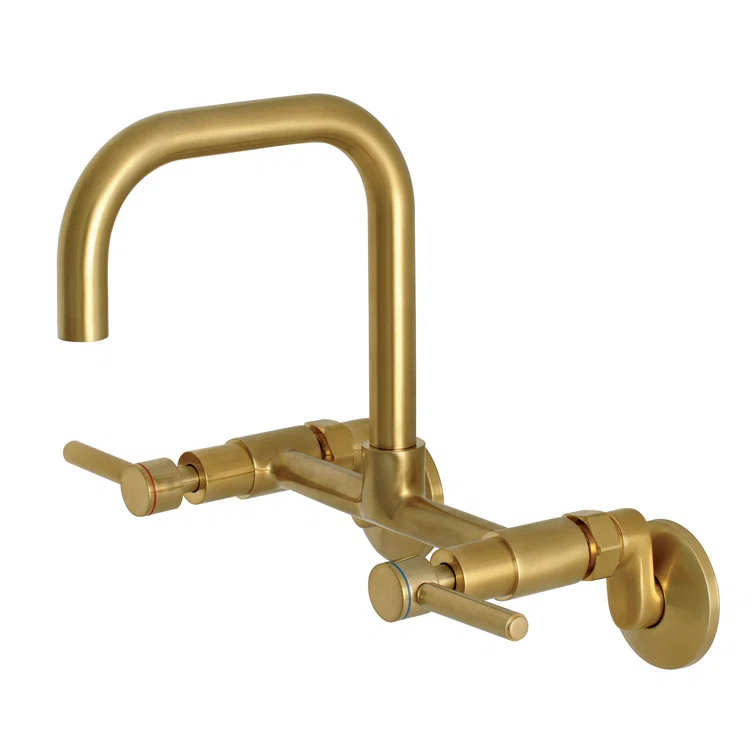 Kingston Brass Concord Double-Handle 2-Hole Wall-Mount Bridge Kitchen Faucet