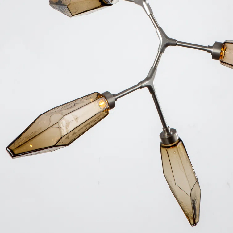 Rock Crystal 6 - Light Dimmable LED Modern Linear Chandelier