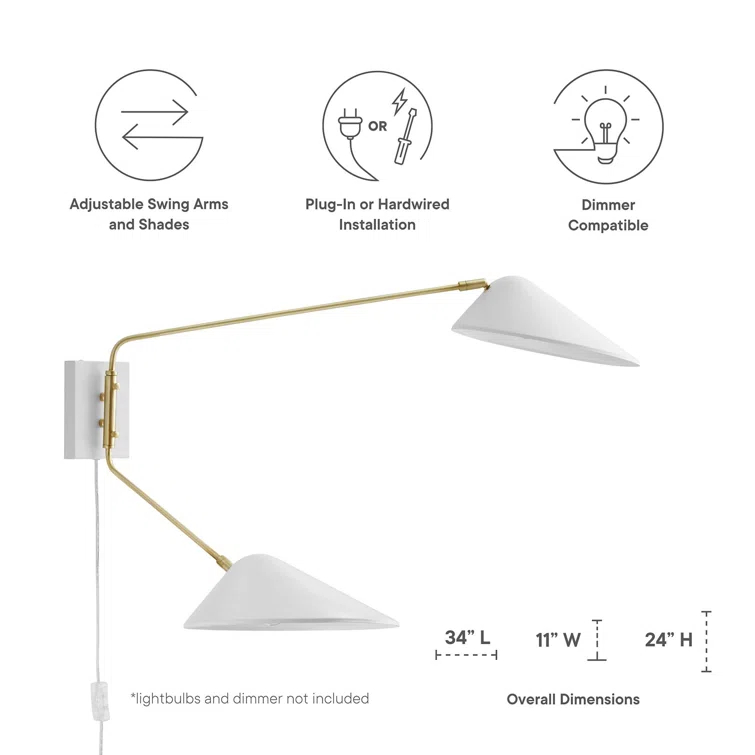 Modway Journey 2-Light Swing Arm Wall Sconce