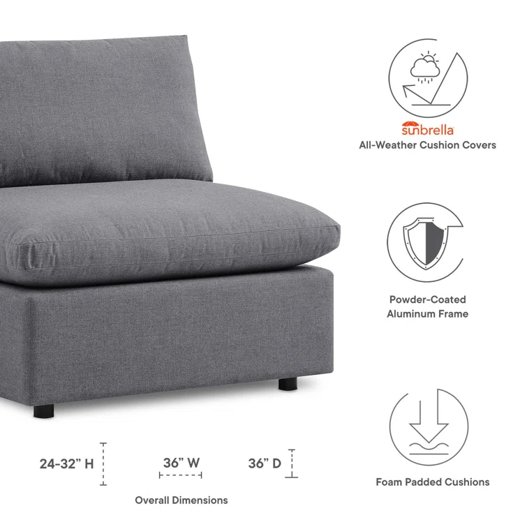 Modway Commix Sunbrella Outdoor Patio Armless Chair