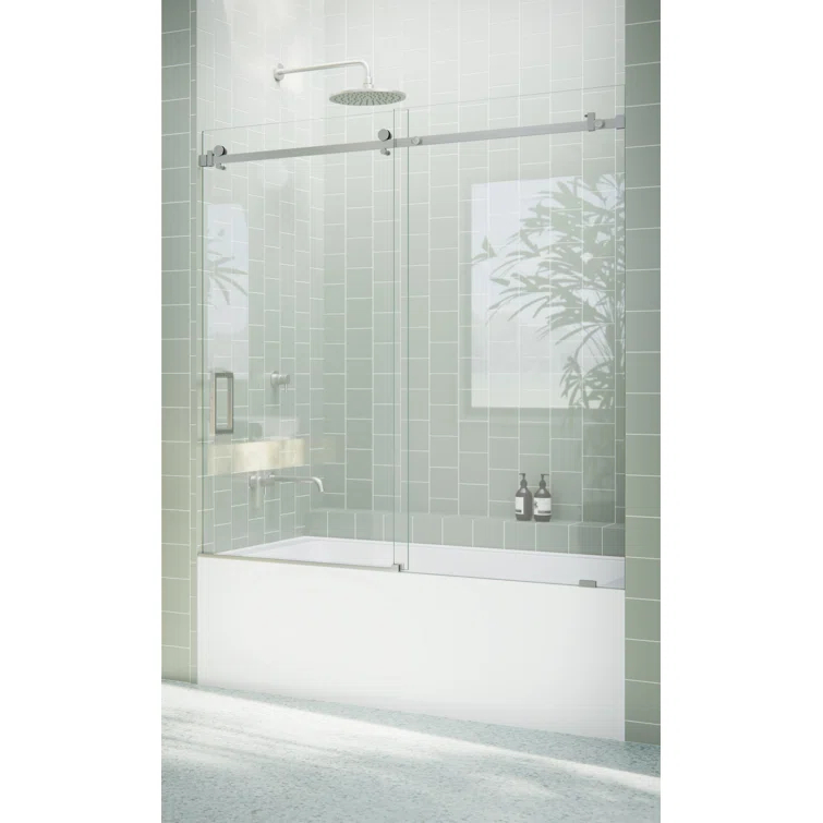 Astro 56 in. - 60 in. x 60 in. Frameless Sliding Bathtub Door