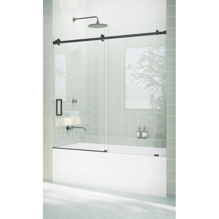 Astro 56 in. - 60 in. x 60 in. Frameless Sliding Bathtub Door