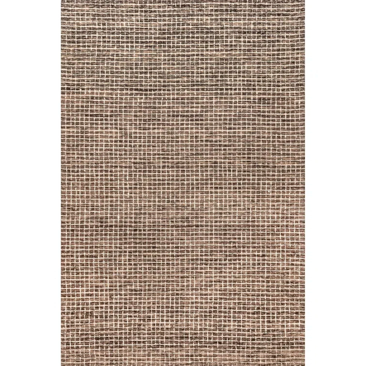 Katasha Checked Wool Brown Area Rug