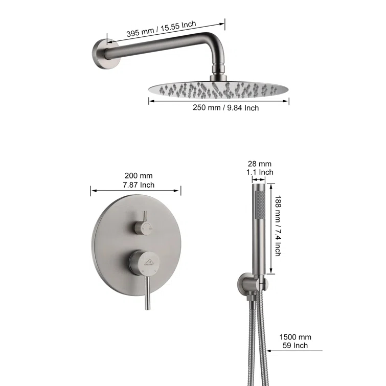 Pressure-Balanced Complete Shower System with 10-Inch Rain Shower Head, Handheld, Rough-in Valve