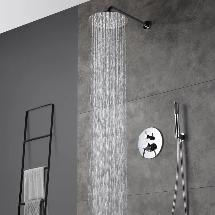 Pressure-Balanced Complete Shower System with 10-Inch Rain Shower Head, Handheld, Rough-in Valve