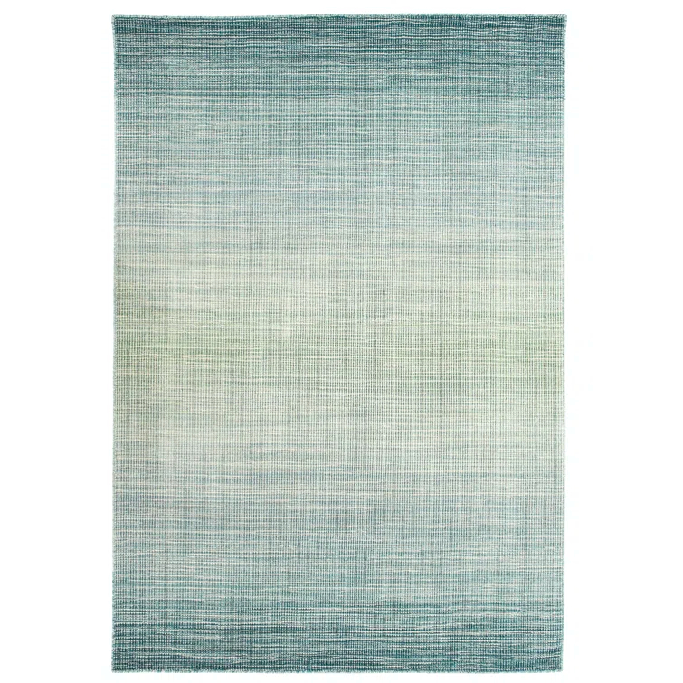 Myhre Ombre Handmade Hand-Loomed Wool Aqua Area Rug