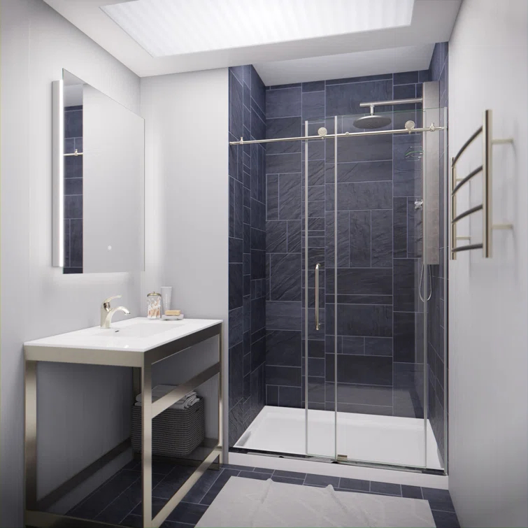 ANZZI SD-AZ13-01BN Madam Series 48" W x 76" H Single Sliding Semi-Frameless Shower Door