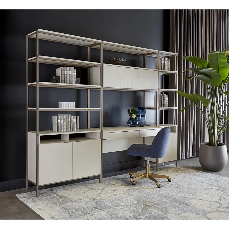 Champagne Gold and Cream Large Transitional Bookcase