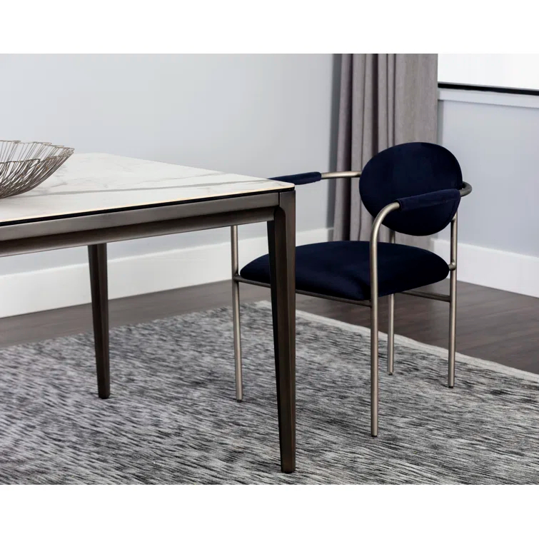 Zenn White Ceramic and Grey Rubberwood 78'' Mid-Century Modern Dining Table