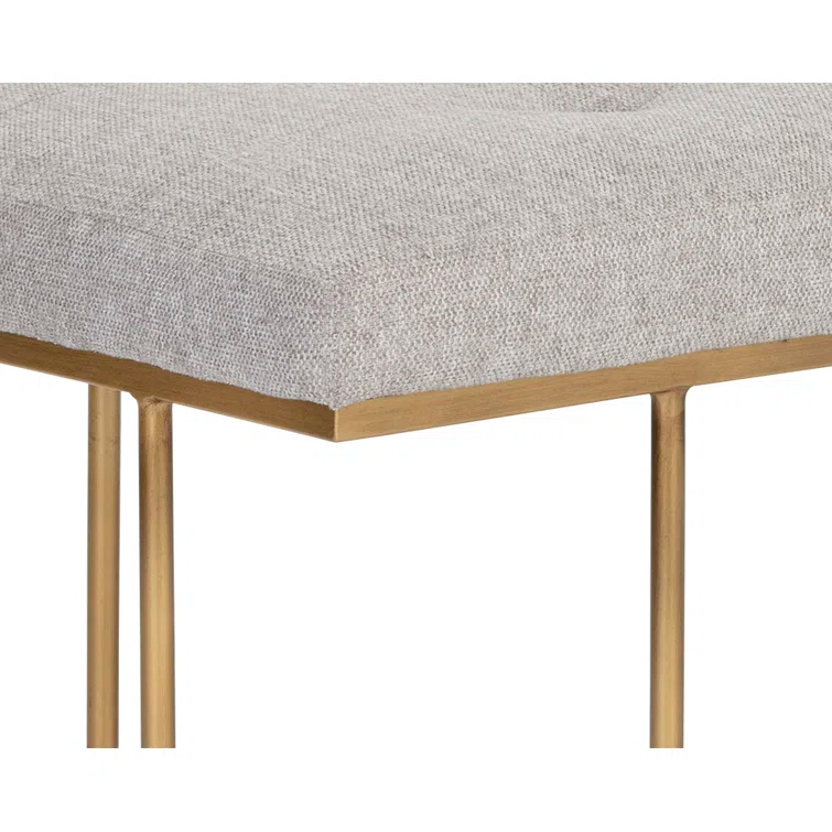 Maverick 55" Gray Upholstered Bench with Metal Legs