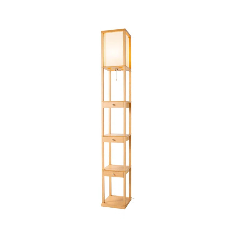 Latitude Run® 72" Column Floor Lamp With Shelves and 3 Drawers