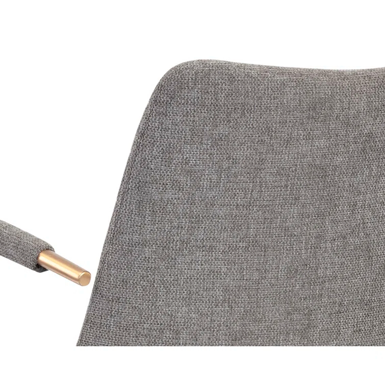 Belfast Koala Grey Upholstered Swivel Arm Chair with Gold Stainless Steel Legs