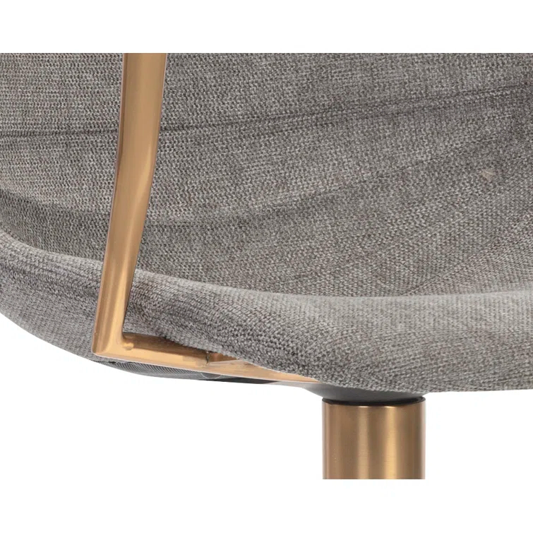 Belfast Koala Grey Upholstered Swivel Arm Chair with Gold Stainless Steel Legs