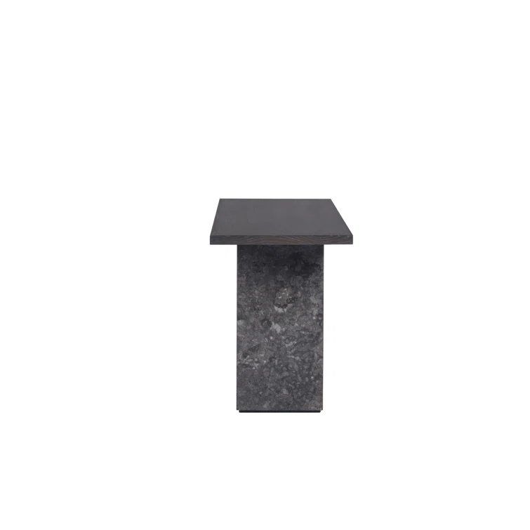 Gray Marble and Charcoal Oak Rectangular Console Table