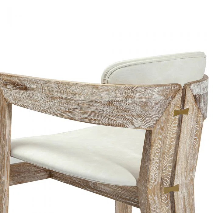 Maryl 20'' H Linen Upholstered Oak Armchair