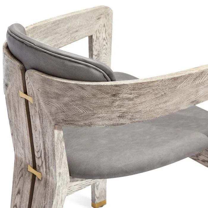 Maryl 20'' H Linen Upholstered Oak Armchair