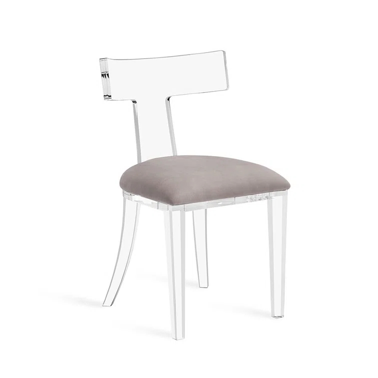 Tristan Velvet Upholstered Wingback Side Chair in Clear
