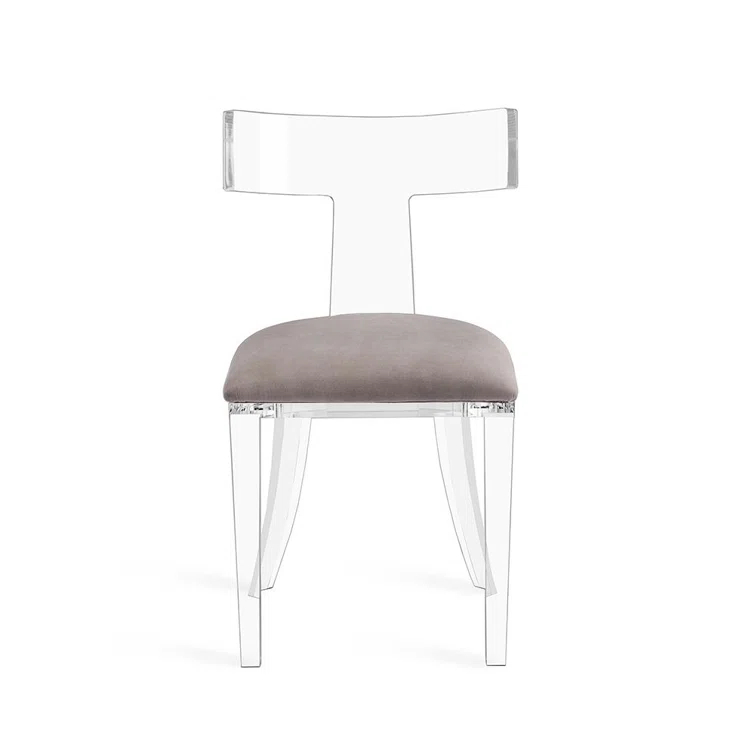 Tristan Velvet Upholstered Wingback Side Chair in Clear