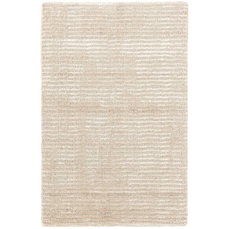 Cut Stripe Ivory Hand Knotted Viscose/Wool Rug
