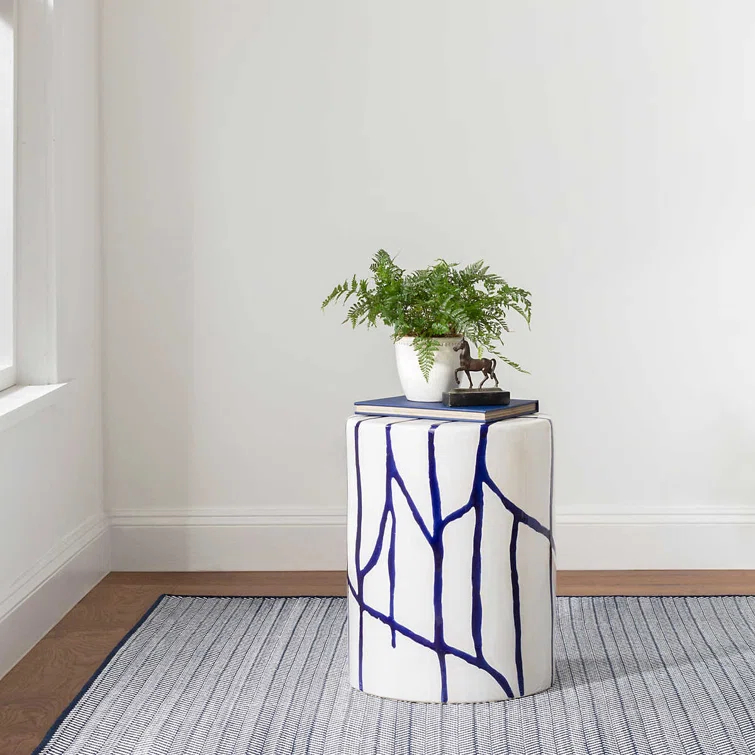 Herringbone Indigo/White Handwoven Indoor/Outdoor Rug
