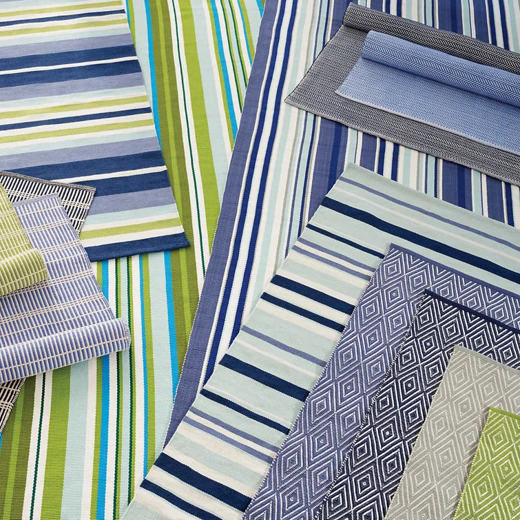 Herringbone Indigo/White Handwoven Indoor/Outdoor Rug