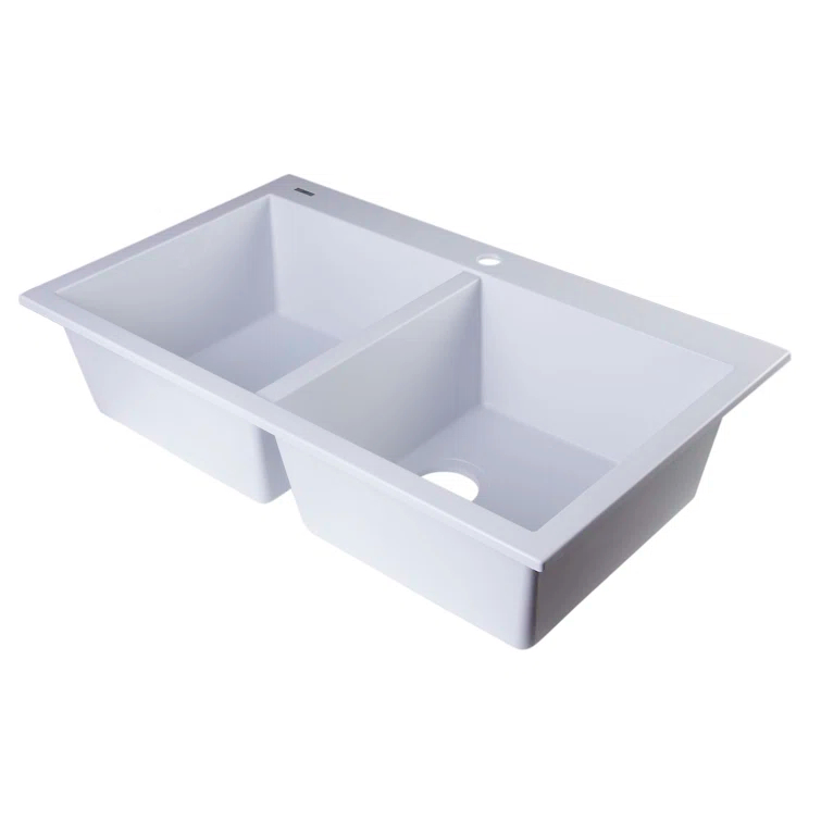 34'' L Drop-In Double Bowl Granite Kitchen Sink
