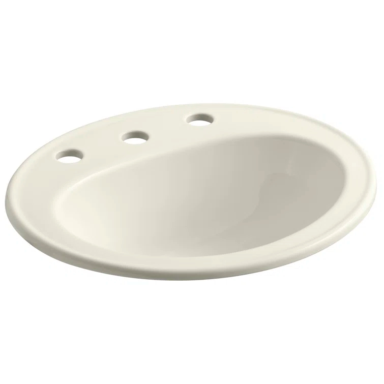 Pennington Ceramic Oval Drop-In Bathroom Sink with Overflow