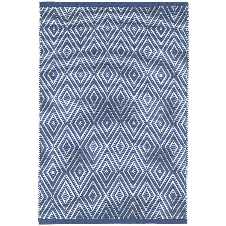 Diamond Denim/White Handwoven Indoor/Outdoor Rug