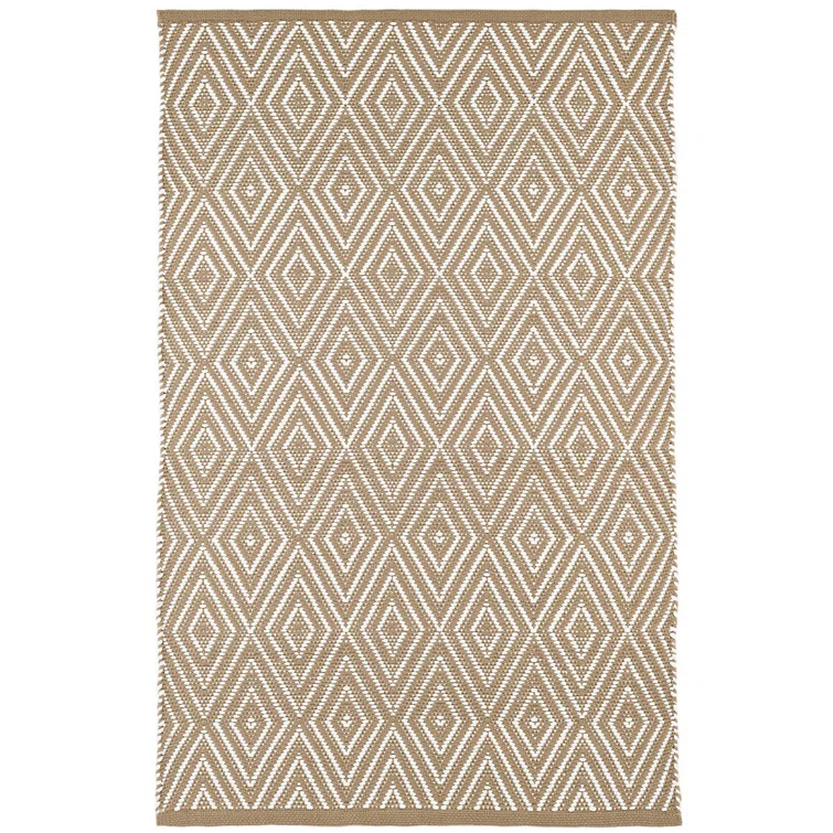 Diamond Khaki/White Handwoven Indoor/Outdoor Rug