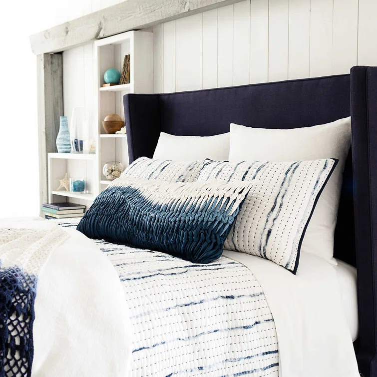 King Size White Cotton Reversible Quilt Set
