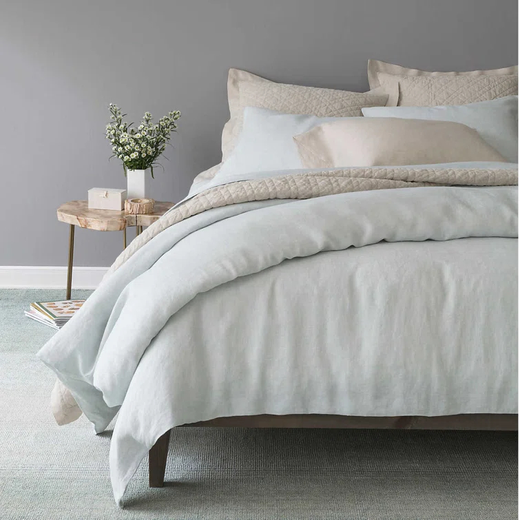 Sky Blue King Linen Duvet Cover