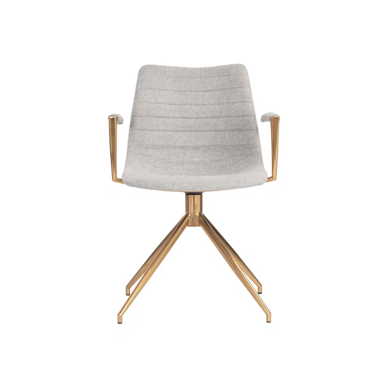 Belfast Heather Grey Swivel Dining Armchair with Gold Stainless Steel Legs