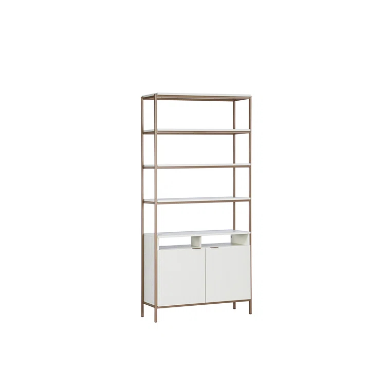 Champagne Gold and Cream Large Transitional Bookcase