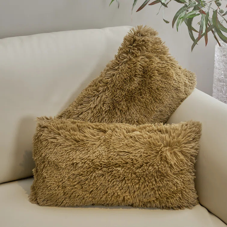 Cheer Collection Faux Fur Throw Pillow (Set of 2)