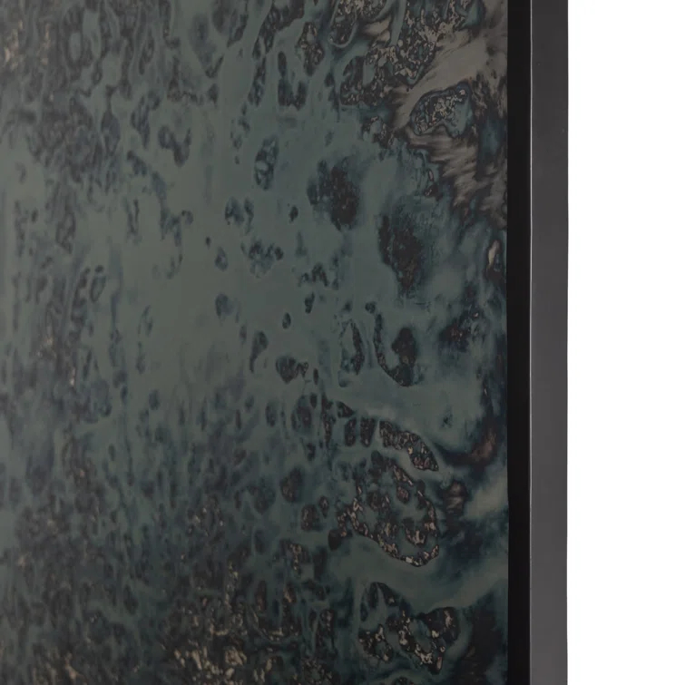 Marlow Acid Wash Hand-Painted Blue Hues Floor Mirror - Iron Matte Black