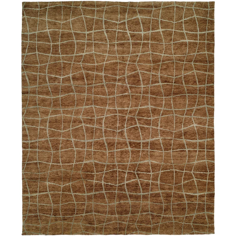 Wool Abstract Area Rug in Brown