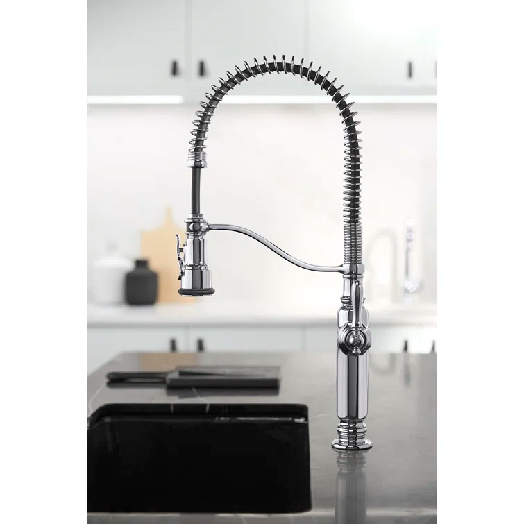 Kohler Tournant® Single Handle Semi-Professional Pre-Rinse Kitchen Faucet with Three-Function Pull Down Sprayer