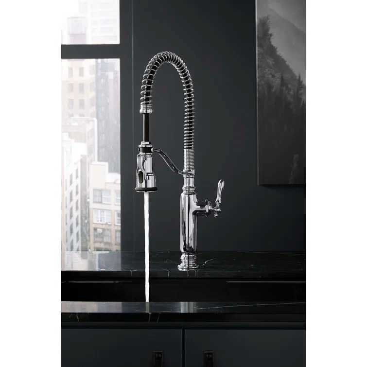 Kohler Tournant® Single Handle Semi-Professional Pre-Rinse Kitchen Faucet with Three-Function Pull Down Sprayer