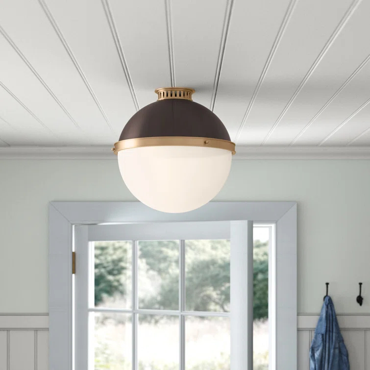 Manila Single Light Glass Semi Flush Mount
