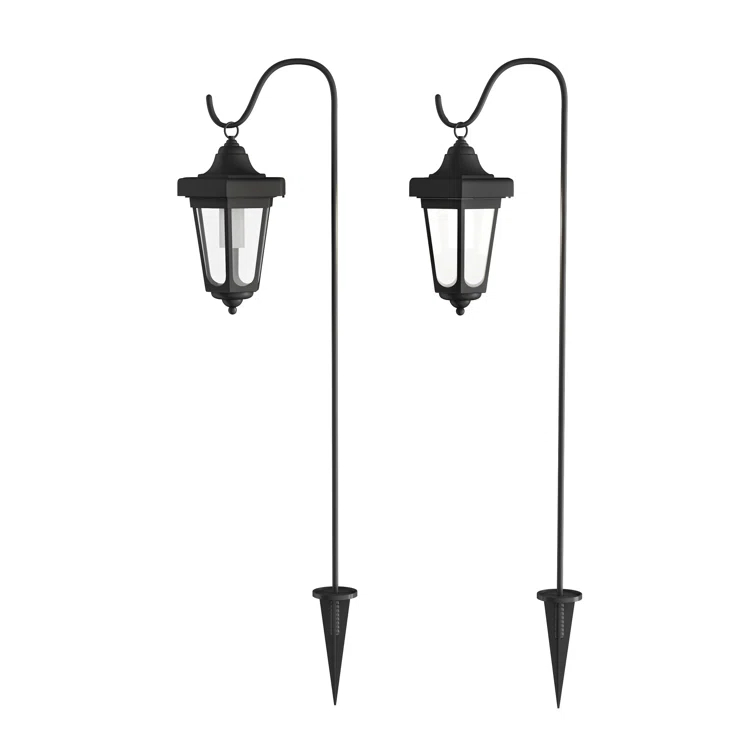 Pure Garden 2-pieces Waterproof LED Solar Lanterns with Shepherd Hooks (Set of 2)