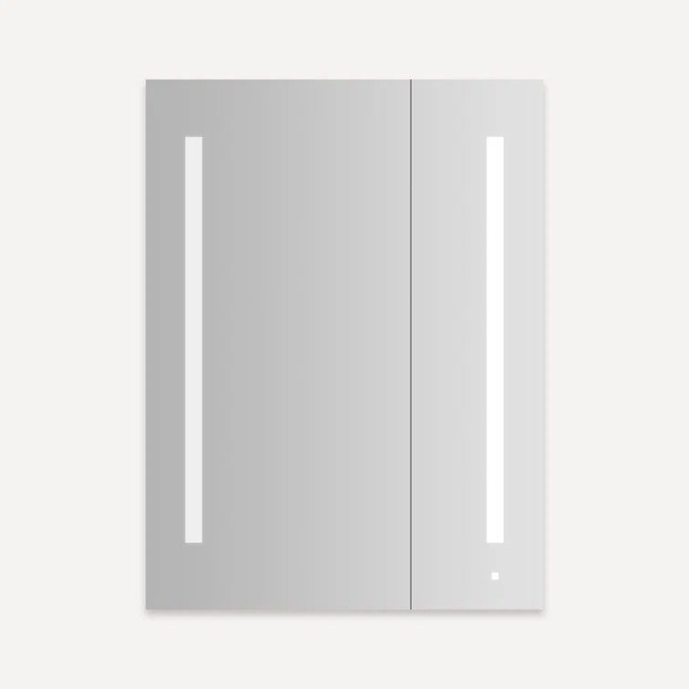 AiO Recessed Frameless Medicine Cabinet with 6 Adjustable Shelves and LED Lighting