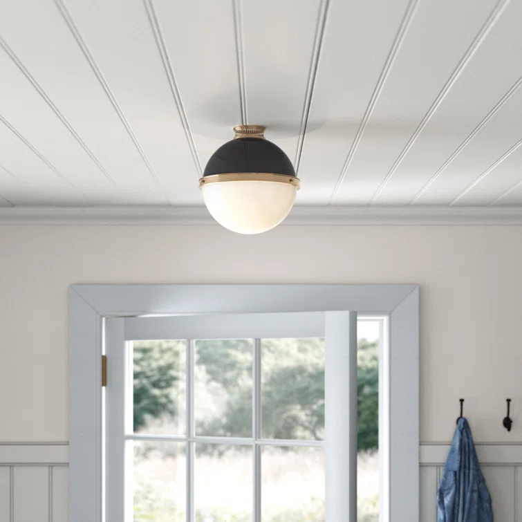 Manila Single Light Glass Semi Flush Mount