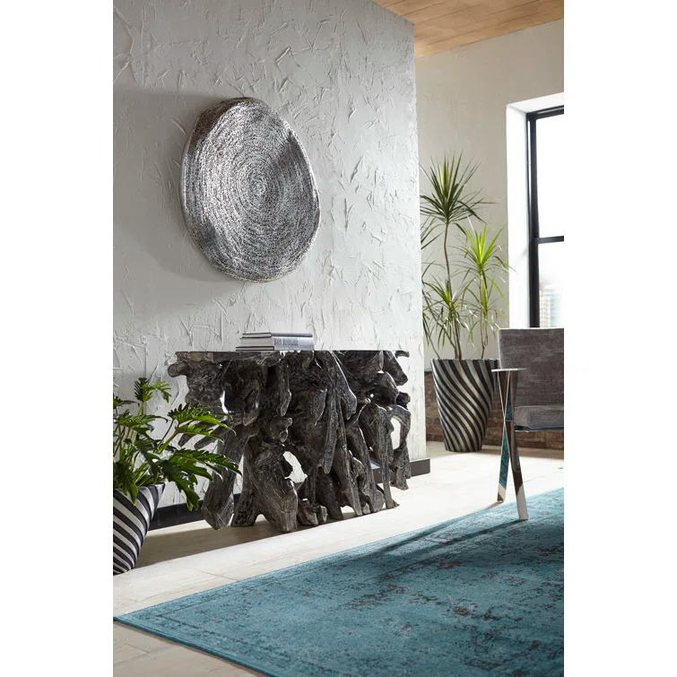 Silver Resin Contemporary Wall Art Sculpture, 36"