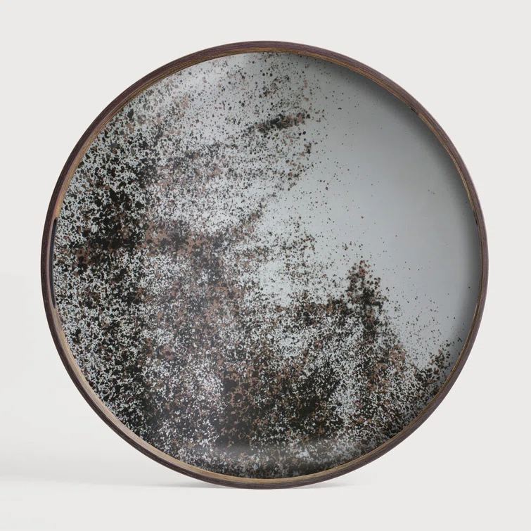 Small Clear Mirror Decorative Tray with Aged Finish