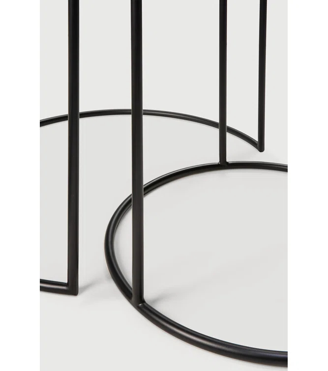 Bronze Mirrored Glass Round Nesting Side Tables