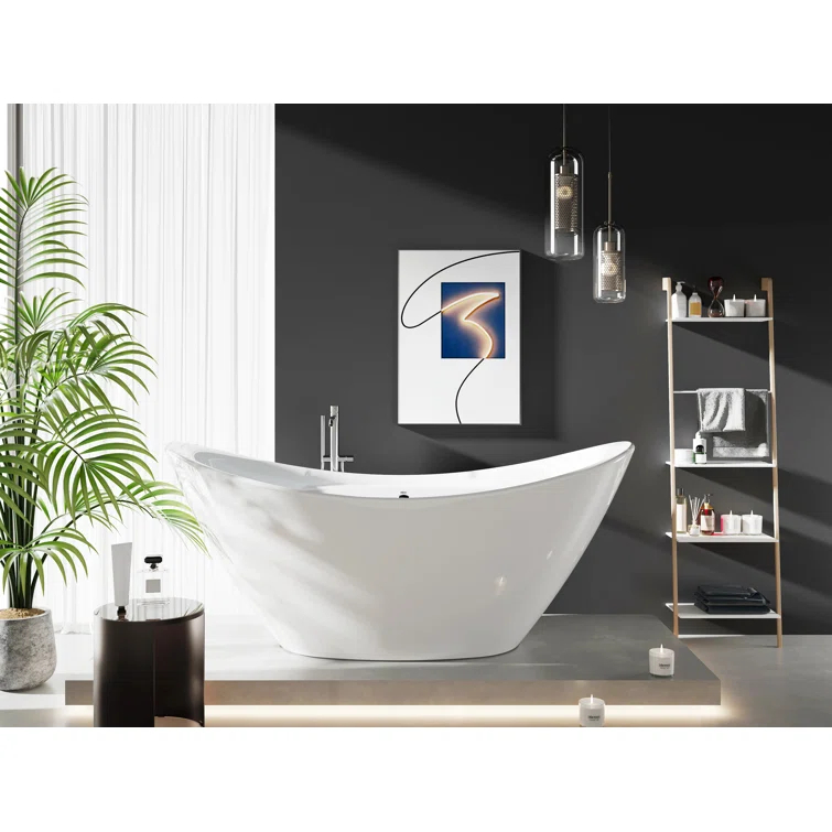 FerdY Boracay 67" Acrylic Freestanding Bathtub With Chrome Drain