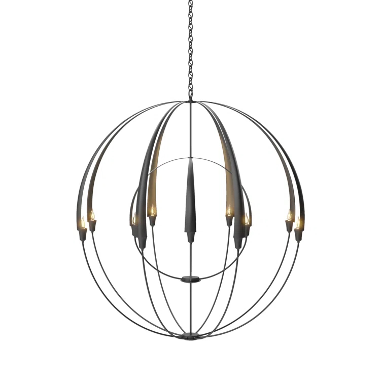 Cirque 12 - Light Steel Dimmable Globe Chandelier