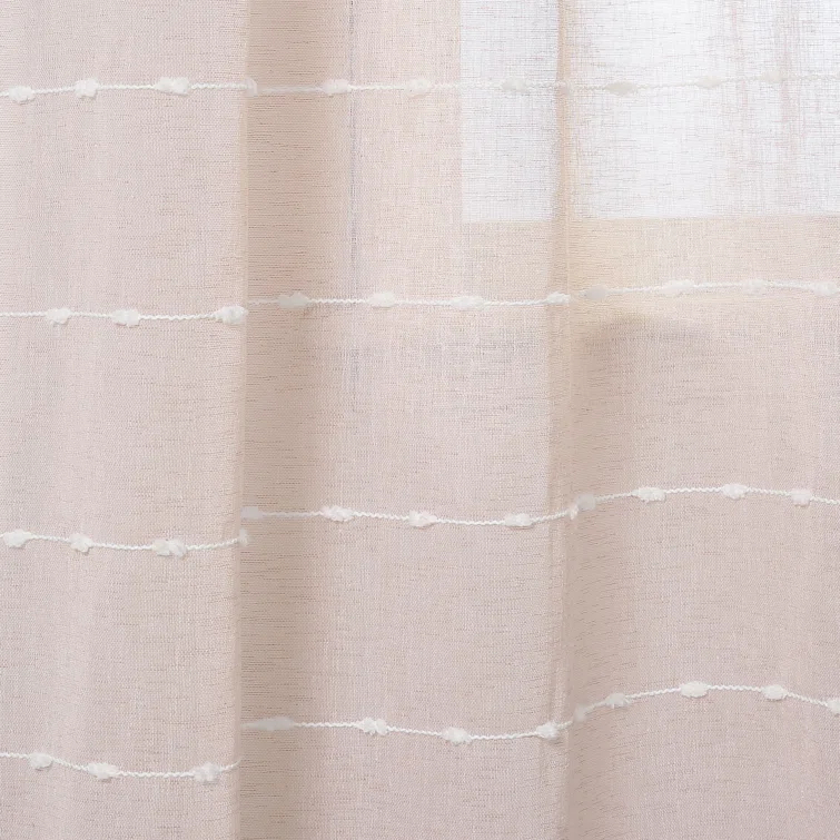 Lush Decor Farmhouse Textured Sheer Polyester Sheer Curtain Pair (Set of 2)